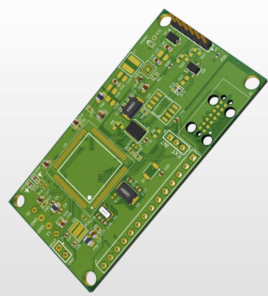 Populated embedded controller PCB STEP render