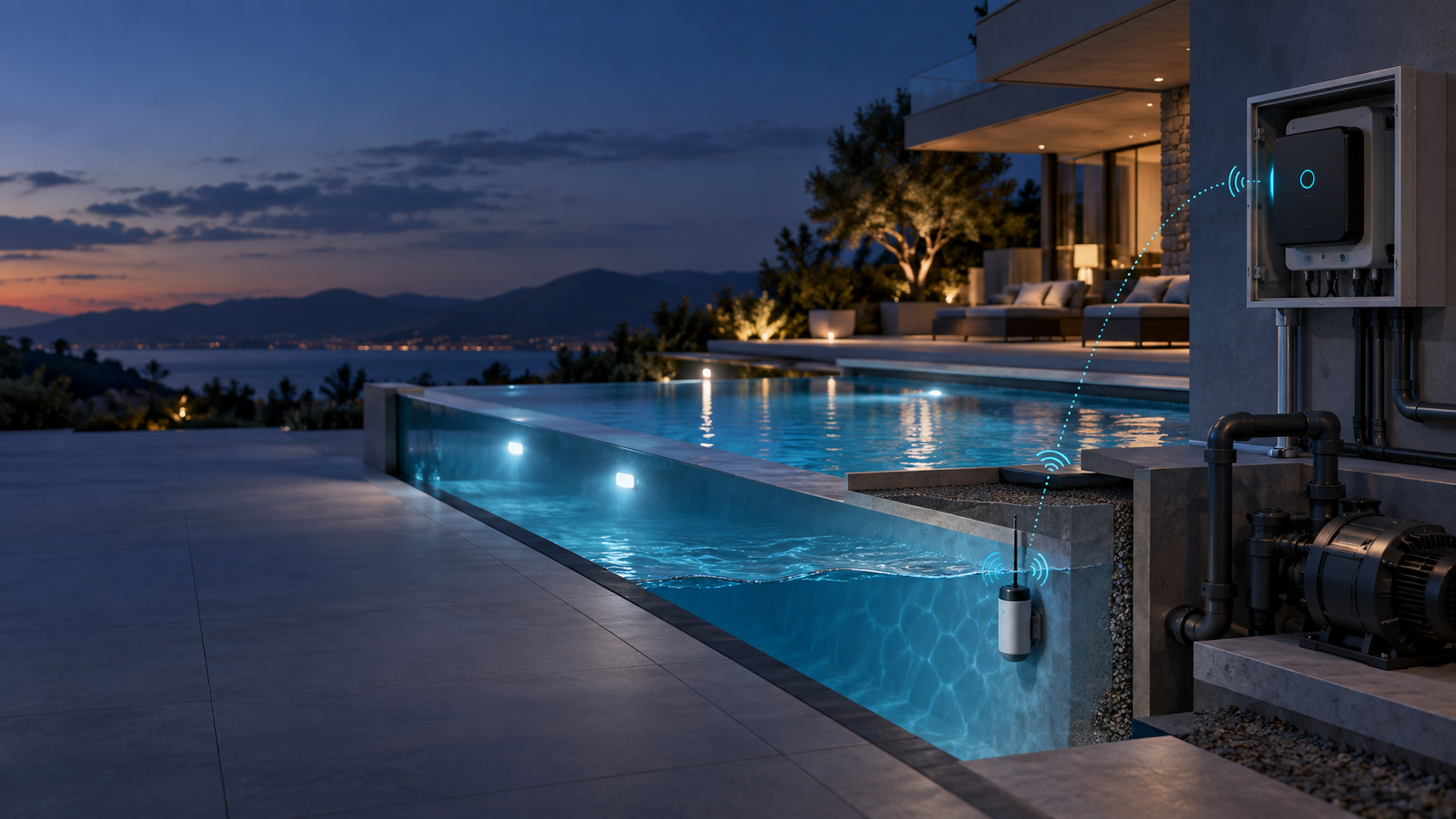 Wireless swimming pool control concept